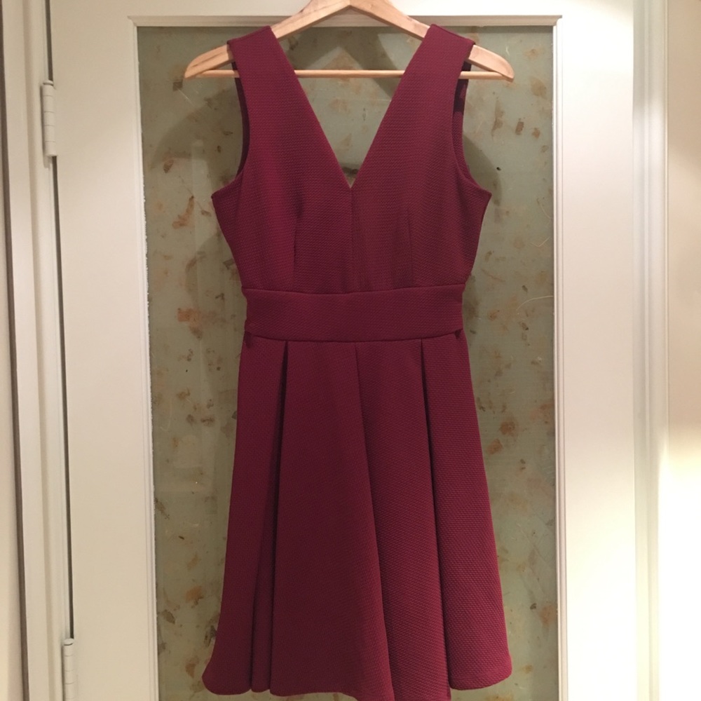 Fit and flare dress with plunge zip back (Juniors M)